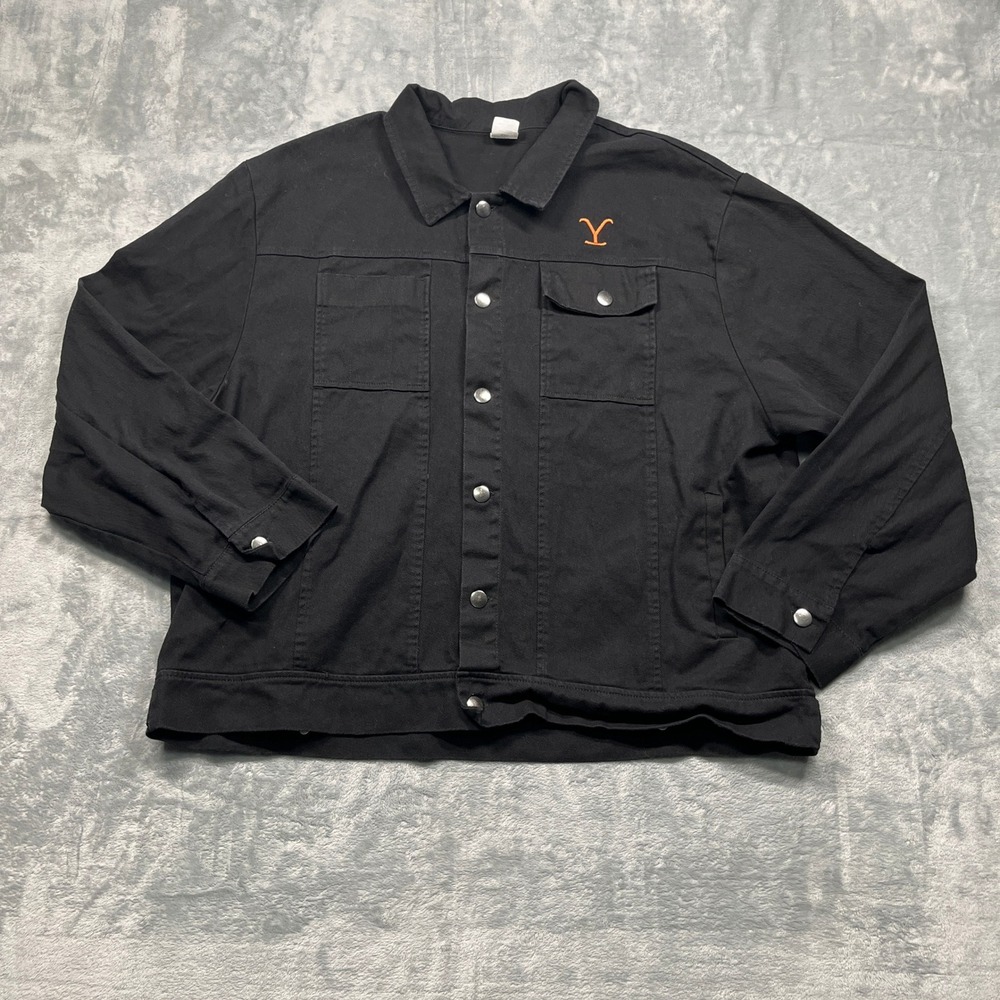 Yellowstone Trucker Jacket Men XXL Black Denim Style Dutton Ranch Spirit TV Show